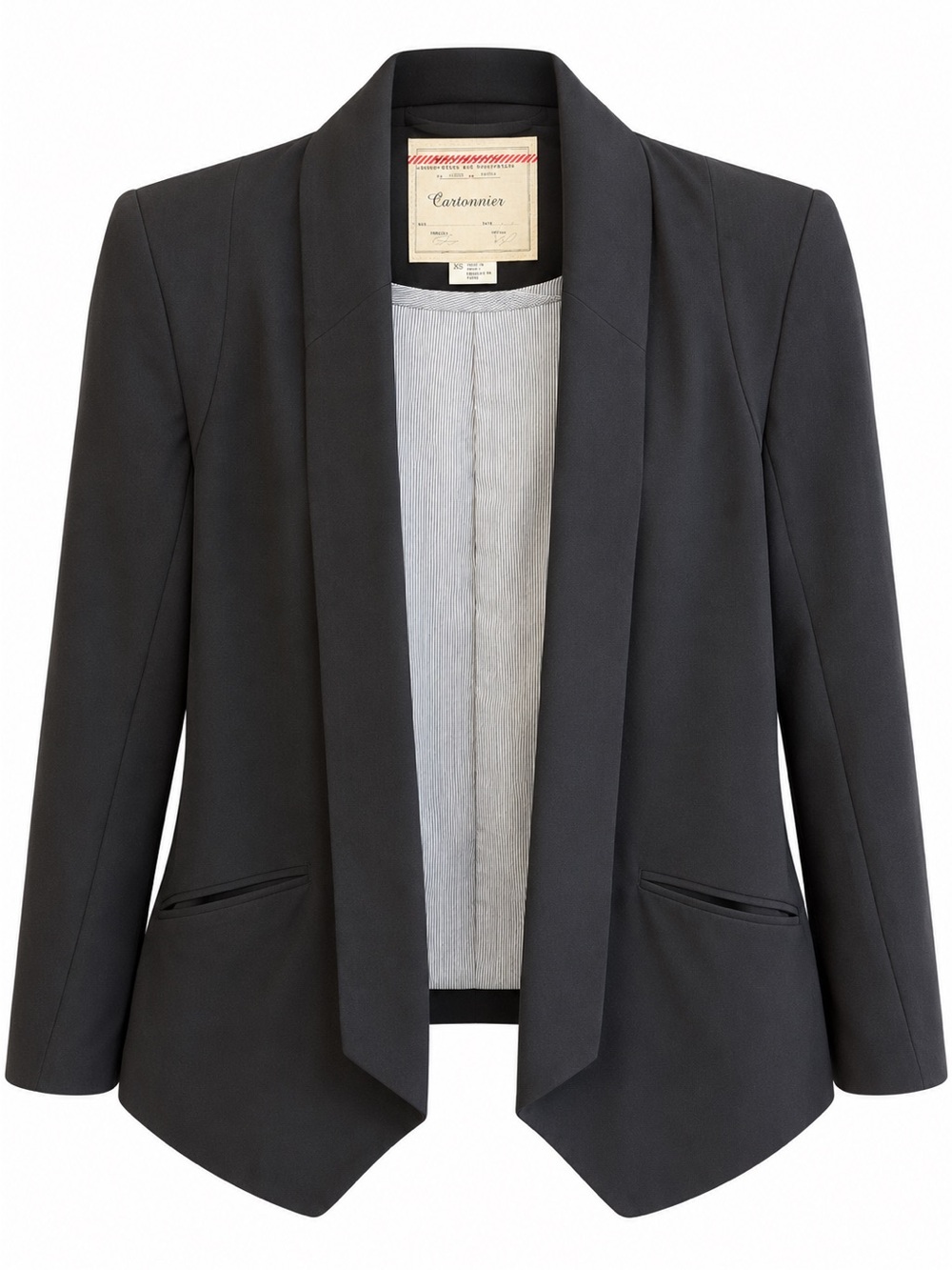 Cartonnier Anthropologie Black “Drapey” Open Front Black Blazer XS